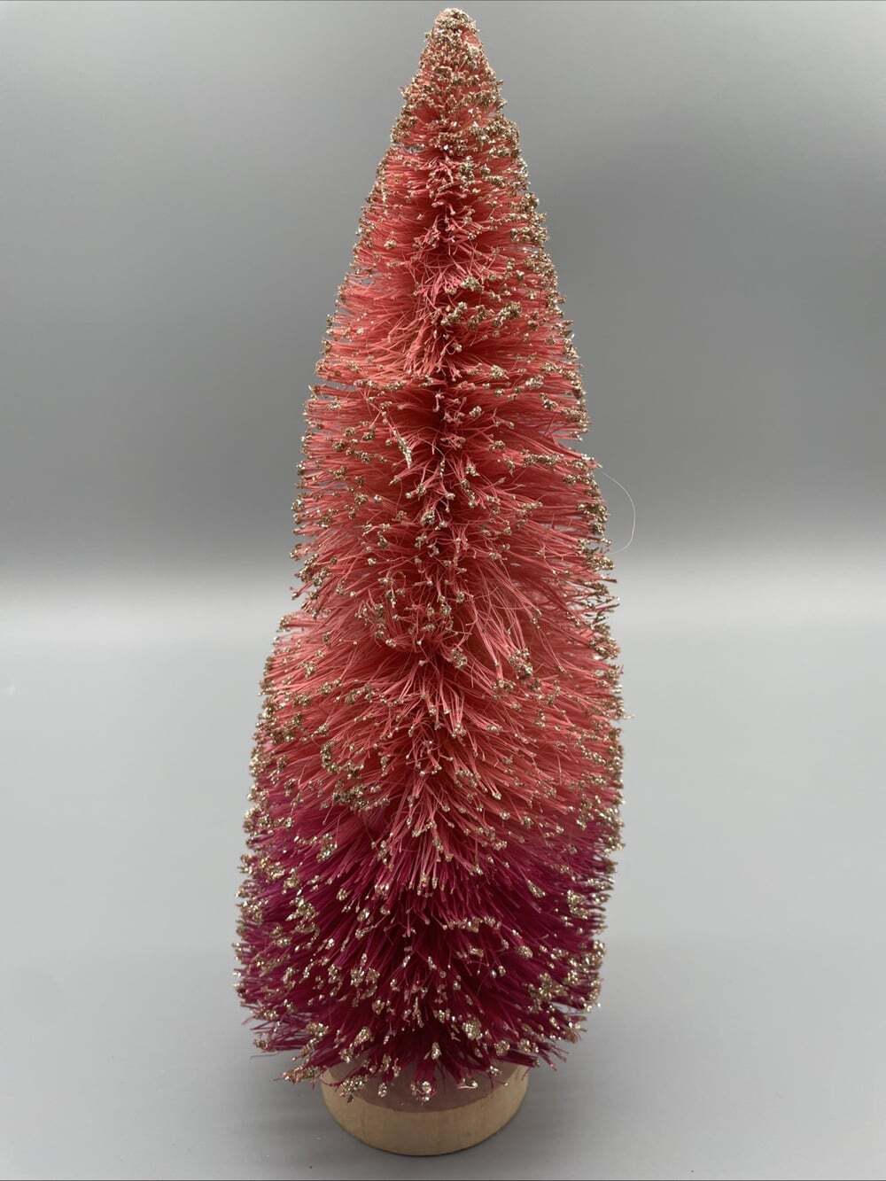 Vintage Pink Ombré Bottle Brush Christmas Tree 10” Glitter MCM Holiday
